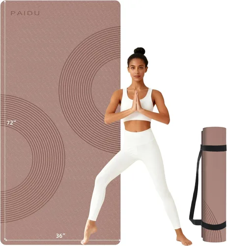 Vista 9 de PAIDU Alfombrilla de yoga grande, 72 x 36 x 2/5 pulgadas (0.394 in) gruesa antideslizante, material POE certificado SGS, ideal para gimnasio