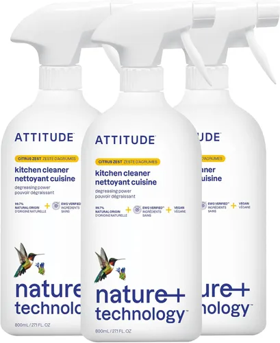 Vista 8 de ATTITUDE Spray limpiador de cocina, verificado por EWG, potente desengrasante, corta la grasa y la mugre, a base de plantas y vegano, aroma a