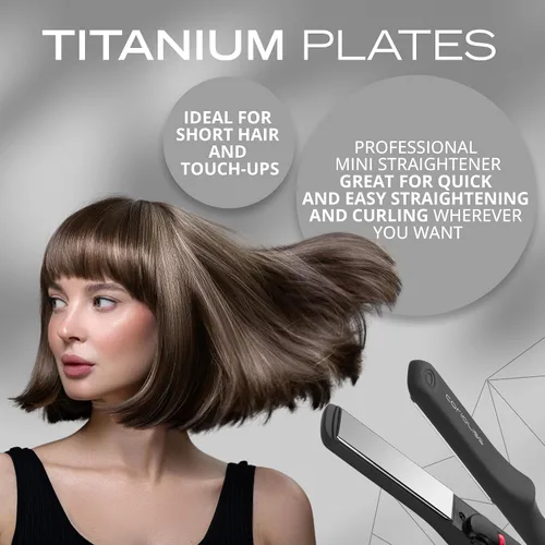 Vista 3 de CORIOLISS C Trip Mini Alisadores de cabello para mujer Titanio Plancha plana Profesional con control de temperatura (negro suave al tacto)