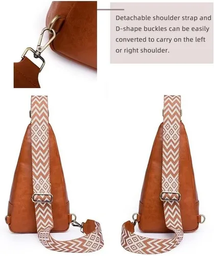Vista 6 de Bolso bandolera para mujer, diseño vintage, bolso cruzado en el pecho, impermeable, riñonera ligera para viajes y senderismo