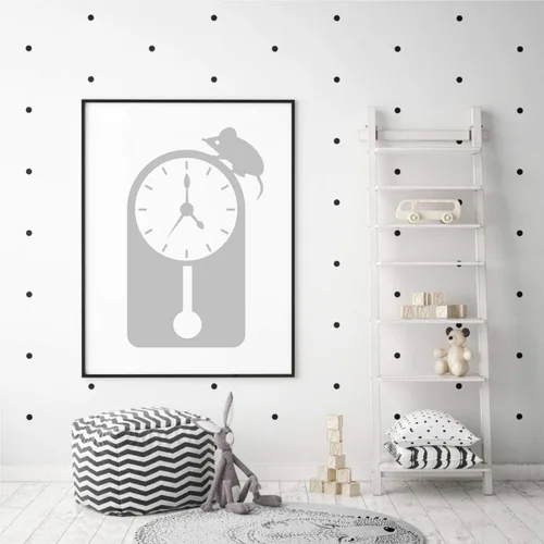 Vista 3 de Decoración de rima de guardería Hickory Dickory Dock Mouse Clock Vinilo Calcomanía de pared para sala de juegos de niños, guardería, biblioteca