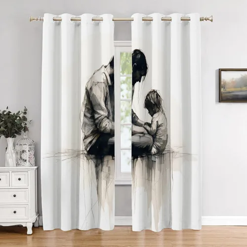 Vista 56 de Cortinas opacas de poliéster multicapa para ventanas de padre e hijo, 2 unidades, 26 x 24 pulgadas
