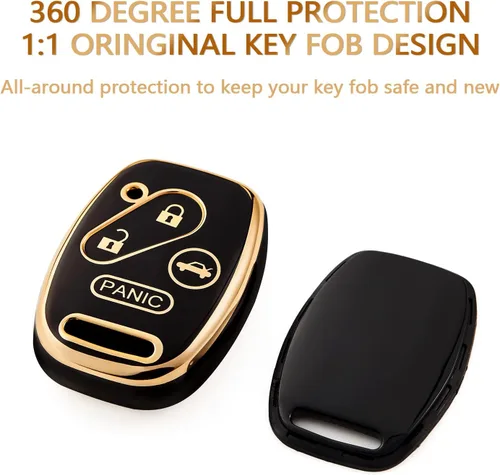 Vista 3 de OFFCURVE Funda protectora completa para llave de automóvil Honda Accord Crosstour CR-V Civic Element Pilot, llavero sin llave, accesorios