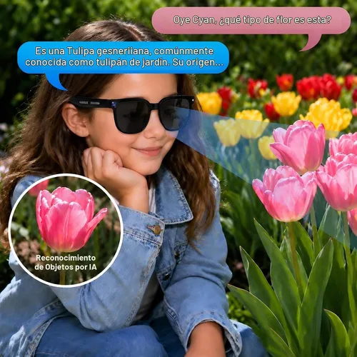 Vista 5 de Gafas inteligentes AI con cámara, video 4K, traducción en tiempo real Lentes negras