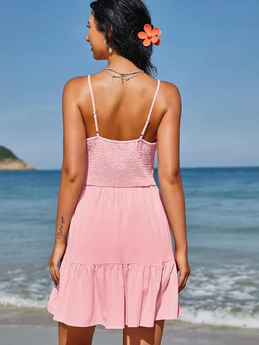 Vista 4 de ZAFUL Vestido corto sin mangas con tirantes delgados para mujer