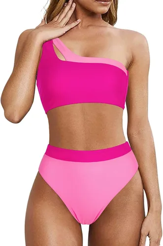 Vista 14 de MOOSLOVER Traje de baño de dos piezas con corte alto y cintura alta para mujer