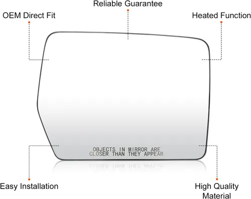 Vista 6 de Espejo lateral derecho de repuesto compatible con Ford F150 2011 2012 2013 2014 Espejo retrovisor calefactable reemplazo 4L3Z-17K707-DA