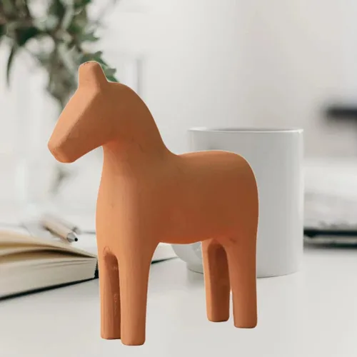 Vista 3 de SEWACC Decoración de caballo de madera de escritorio, adorno creativo de caballo para oficina en casa, niños y niñas, artesanía de madera de alta