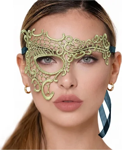 Vista 37 de Masquerade Mask For Women Lace Masquerade Mask for Masquerade Party, Proms, Venetian Party, Mardi Gras, Halloween & Cosplay Ana Bg Pluma de Pavo Real