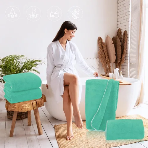 Vista 4 de TENSTARS Toallas de baño de seda con dobladillo para liquidación de baño - 27 x 55 pulgadas - Ligeras, delgadas, de secado rápido - Toalla