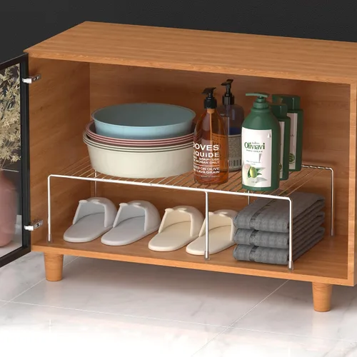 Vista 4 de iPEGTOP Organizador de armario de cocina expandible, 2 piezas ajustables para congelador, estante de alambre de almacenamiento de alambre a prueba