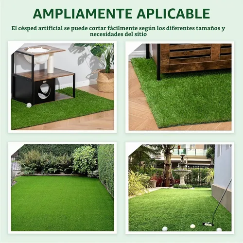 Vista 6 de Outsunny 1 alfombra de césped artificial para exteriores de 3 x 10 pies con orificio de drenaje y respaldo de goma