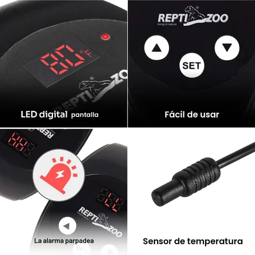 Vista 4 de REPTI ZOO Luminaria para Reptiles con Termostato Regulable, Luminaria de Cúpula Profunda de 5.5 Pulgadas con Controlador de Temperatura