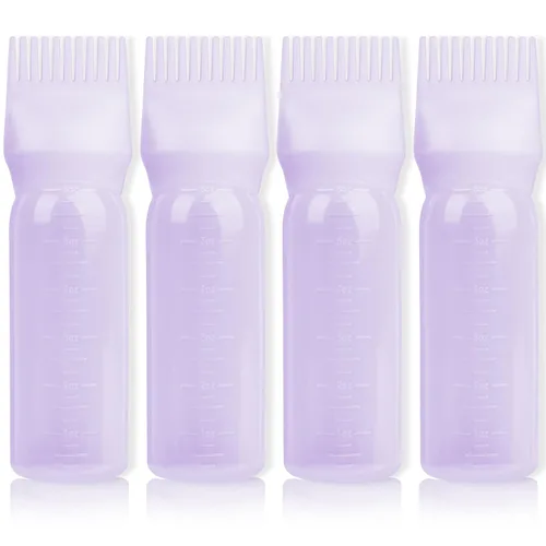 Vista 11 de Paquete de 2 herramientas aplicadoras de peine de raíces de 6 onzas, botella aplicadora de aceite para el cabello con dispensador de aceite
