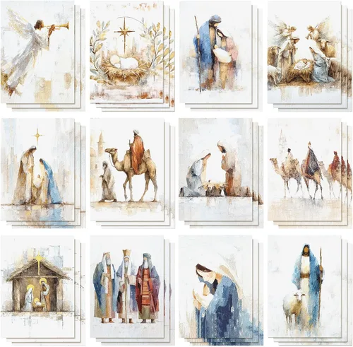 Vista 8 de Cholemy Juego de 36 tarjetas de Navidad afroamericanas negras con sobres, tarjetas de felicitación de Navidad africanas, tradicionales, religiosas