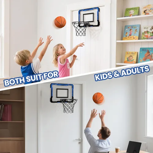 Vista 7 de QDRAGON Mini Basketball Hoop, Over The Door Indoor, with 3 Balls/Inflator/Breakaway Rim, Basketball Toy Gifts for Kids and Adults, Suit for