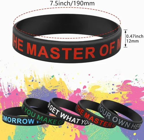 Vista 2 de QEERBSIN 20 pulseras de goma con cita motivacional, pulseras inspiradoras para estudiantes, pulseras elásticas unisex, regalos perfectos