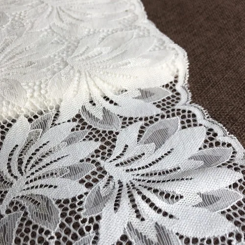 Vista 2 de Cinta de encaje elástico de 8 pulgadas de ancho para camino de mesa, ropa y manualidades de bricolaje, 5 yardas (9253 blanco)