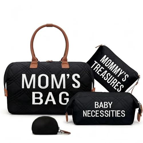 Vista 15 de printe Bolsa de pañales grande de 6 piezas con cambiador y 2 bolsas organizadas, bolsa de mamá para hospital con funda para chupete, correas, gancho