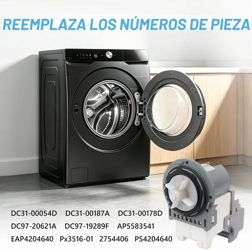 Vista 4 de DC31-00054D DC31-00187A PX3516-01 Bomba de drenaje de lavadora compatible con Samsung