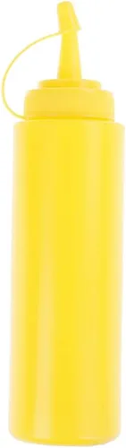 Vista 9 de Botellas de plástico de 3 colores para salsa exprimible con tapas de boquilla, dispensadores de botellas de condimentos reutilizables para mostaza
