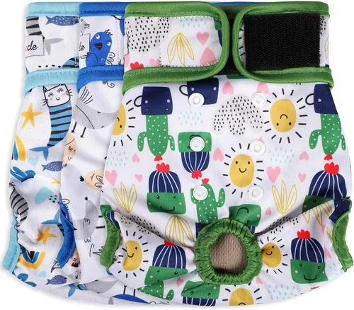 Vista 29 de Pañales para perras hembra, pañales reutilizables para perritos en celo, altamente absorbentes para la incontinencia de mascotas, con broches