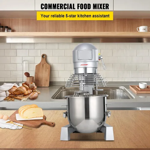 Vista 2 de Happybuy 10Qt Mezclador Comercial de Alimentos con Función de Temporización, Mezclador Comercial de 500W, Bol de Acero Inoxidable, Resistencia
