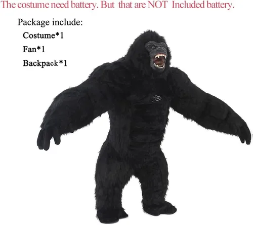 Vista 4 de Disfraz inflable de gorila rugido de King Kong para actividades de Halloween, disfraz de mascota de orangután