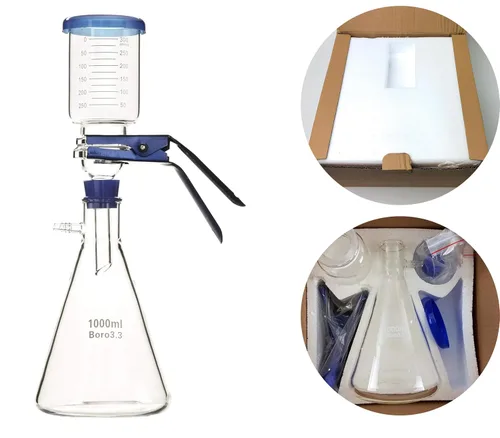 Vista 6 de Labnique Aparato de destilación de filtración al vacío de vidrio con bomba de vacío compacta (33.8 fl oz)