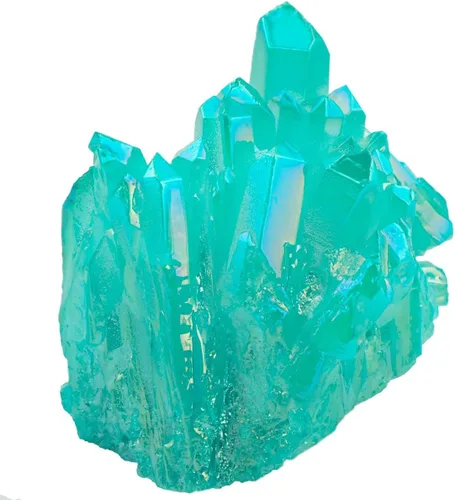 Vista 10 de Rockcloud - Escultura de cristal de cuarzo arcoíris con recubrimiento de titanio, geoda natural, druzy, piedra preciosa para decoración del hogar