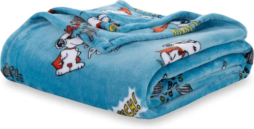 Vista 13 de Berkshire Peanuts® VelvetLoft® - Manta de felpa de Snoopy con bonito personaje, acogedora manta Fairisle Crimson Neutral, manta de 55 x 70 pulgadas