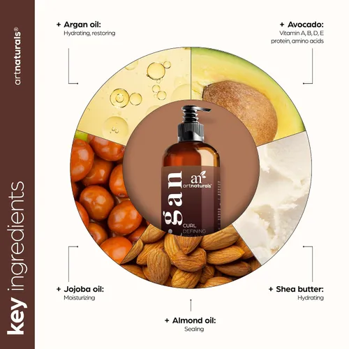 Vista 4 de Artnaturals Crema hidratante y potenciadora para definir rizos, con aceite de almendras, jojoba y argán y control natural del encrespamiento