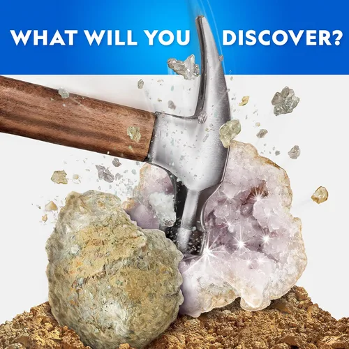 Vista 3 de Abre 15 geodas y explora los cristales con National Geographic Extra-Large Natural Specimens, Safety Goggles, Real Crystals Inside, Break Your Own