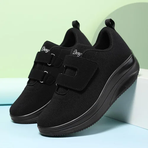Vista 8 de Velcro Platform Sneakers for Women Comfortable Wedge Rocker Bottom Walking Shoes Supportive Extra Wide Width 2 Inch Thick Sole Adjustable Closure
