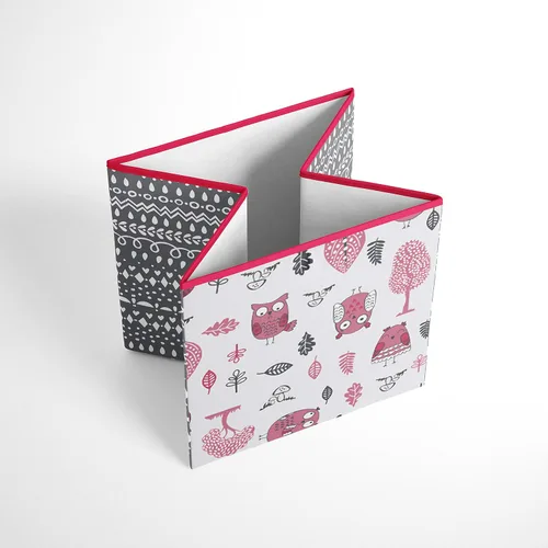 Vista 4 de Bacati Owls - Caja de almacenamiento de algodón para niñas, color rosa y gris