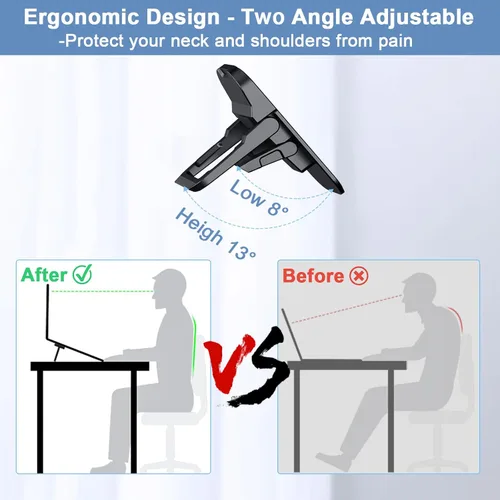 Vista 2 de Mini soporte portátil para teclado de computadora de escritorio, elevador de teclado de aleación de zinc con 2 ángulos ajustables, elevador plegable