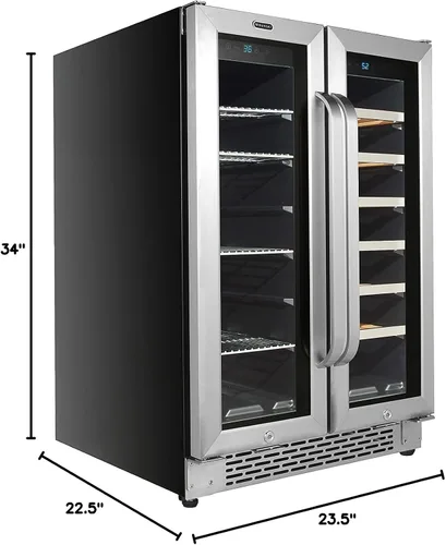Vista 8 de Whynter BWB-2060FDSa 24 ″ Puerta francesa incorporada de doble zona Refrigerador de vino de 20 botellas Centro de bebidas de 60 latas, acero Acero