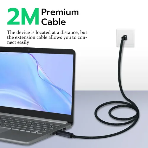 Vista 4 de Mcbazel Cable USB a Ethernet de 6.6 pies, USB 3.0 A a RJ45 macho de nailon, red LAN Gigabit conectada directamente, compatible con laptop, PC