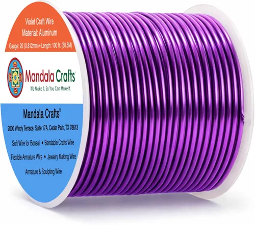 Vista 237 de Mandala Crafts - Alambre de aluminio anodizado de calibre 22 para hacer joyas - 137.2 m de alambre flexible surtido y coloreado - Doble para bonsái