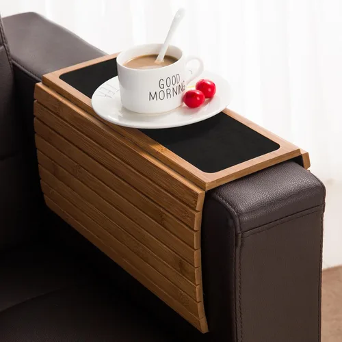Vista 7 de GEHE Bandeja para Brazo de Sofá, Reposabrazos Flexible/Desplegable, Soporte para Tazas de Brazo de Sofá, Ideal para Bebidas, Snacks y Control