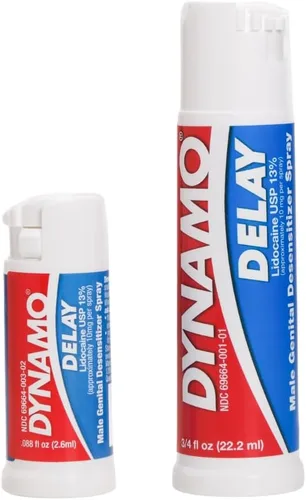 Vista 3 de Dynamo Delay - Spray de tamaño de viaje para hombres, fórmula de lidocaína al 13% para ayudarte a durar más tiempo en la cama, control compacto
