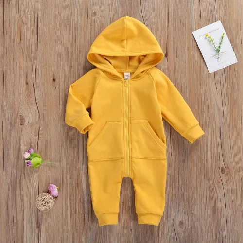 Vista 7 de FYBITBO Mameluco con capucha y cremallera para bebés, niños y niñas, mameluco de manga larga para otoño e invierno, ropa cálida