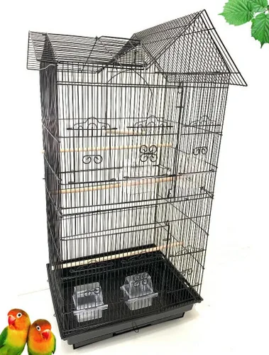 Vista 8 de Jaula portátil para pájaros de vuelo mediano colgante de 37 pulgadas para cacatúa, sol, quáquero, periquero, mejilla verde, loro, pinzón, canario
