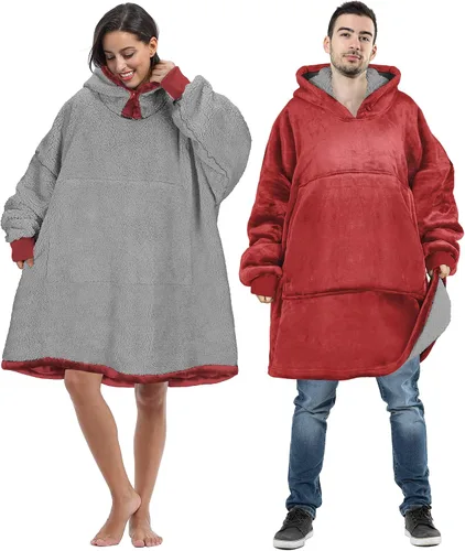 Vista 5 de Tirrinia - Sudadera con capucha de gran tamaño, manta de sherpa cómoda, reversible, gigante, para adultos, hombres, mujeres, adolescentes, esposa