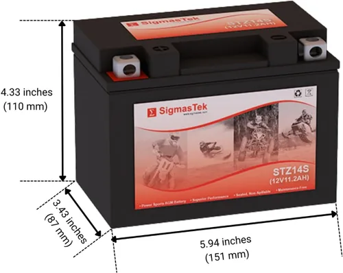 Vista 2 de Yuasa YTZ14S - Batería de motocicleta AGM sellada de plomo ácido compatible por SigmasTek, STZ14S 230CCA