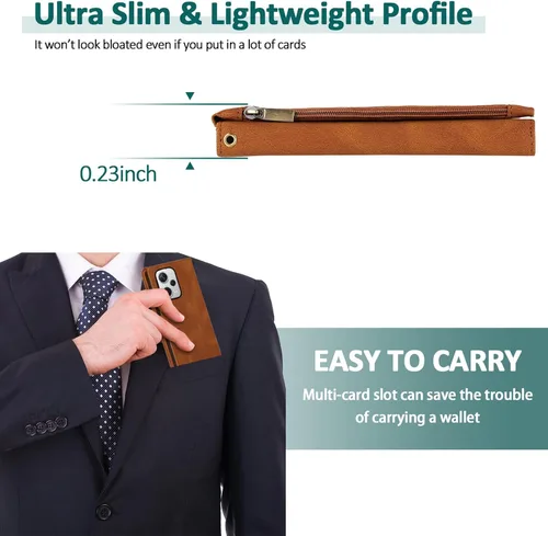 Vista 5 de Compatible con Xiaomi Redmi Note 12 Pro Plus/Pro+ 5G Wallet Case Protector de pantalla y cremallera Funda de cuero retro con tapa para tarjetero