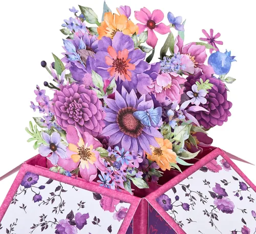Vista 5 de Giiffu - Tarjeta de felicitación 3D emergente para el día de la madre, hecha a mano, de papel, floral, para todas las ocasiones, con sobre y tarjeta