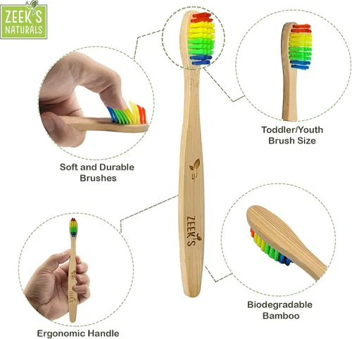 Vista 2 de VERSAINSECT C - Cepillos de dientes naturales biodegradables ecológicos para niños, paquete de 4, numerados