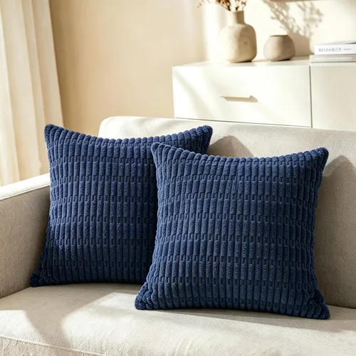 Vista 44 de CaliTime Fundas de Almohada Decorativas Paquete de 2 Cómodas de Pana Acanalada a Rayas Waffle Fundas de Cojines Decorativos para Sofá Cama