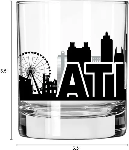 Vista 8 de Toasted Tales - Vaso de whisky Atlanta Skyline Cityscapes Regalo para gente de Atlanta City Vasos de ciudad urbana Old Fashioned Rocks Regalo